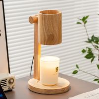 【YD】 Wood Aromatherapy Electric Candle Warmer Wax Melting Lamp Fragrance Bedroom Bedside Night Table Lamps Melter