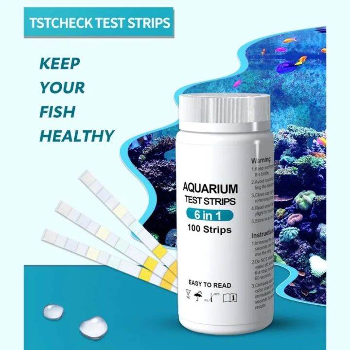แผ่นตรวจวัดคุณภาพน้ำ 6 in 1 Aquarium Test Strips ตรวจได้ 6 ค่าในครั้ง