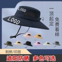 【Hot Sale】 fisherman hat mens summer big eaves sun outdoor mountaineering quick-drying printed embroidery log o