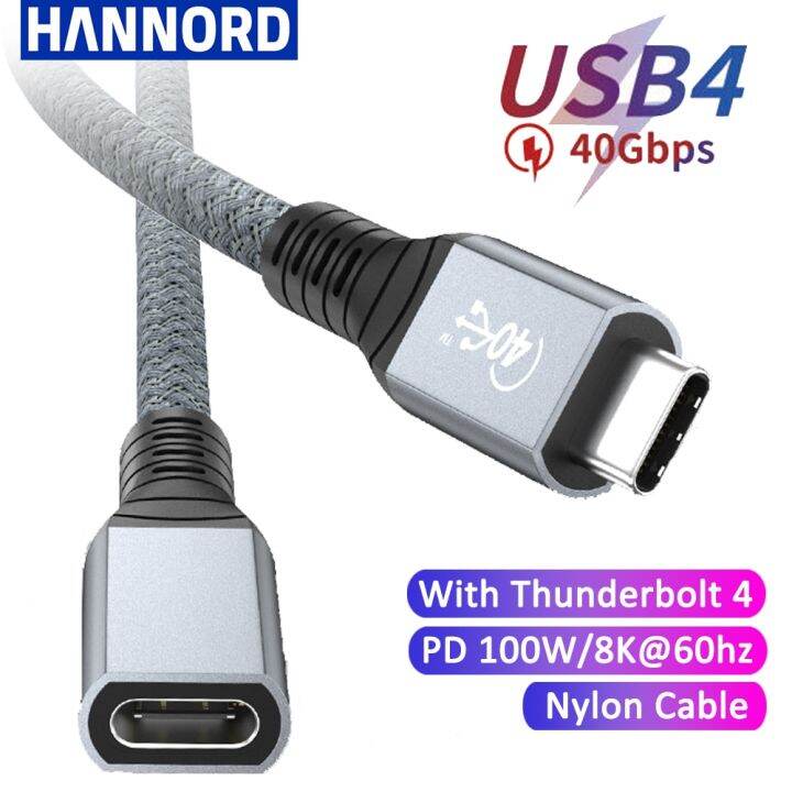 Thunderbolt 4 TypeC Extension Cable USB4 Extend 40Gbps Charging Data