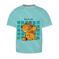 Summer Children Clothing Cute Garfield Cartoon T-Shirt Kids Cool Camiseta 3D Short Sleeved Fashion Cute Tops