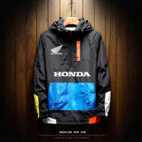 Autumn Trend Fashion Hip-Hop Clothing Honda Wing Logo Loose Jacket Waterproof Zipper Hooded Jacket Punk Harajuku Streetwear