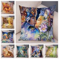 【CW】 Cartoon Elf Cushion Cover Colorful Fantasy for Sofa Car Children Room Polyester Pillowcase 45x45cm