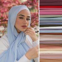 ；【‘；- Premium Chiffon Hijab Scarf For Women Turban For Veil Scarves Muslim Hijabs For Woman Shawls For Veils Hijab Accessoires Ramadan