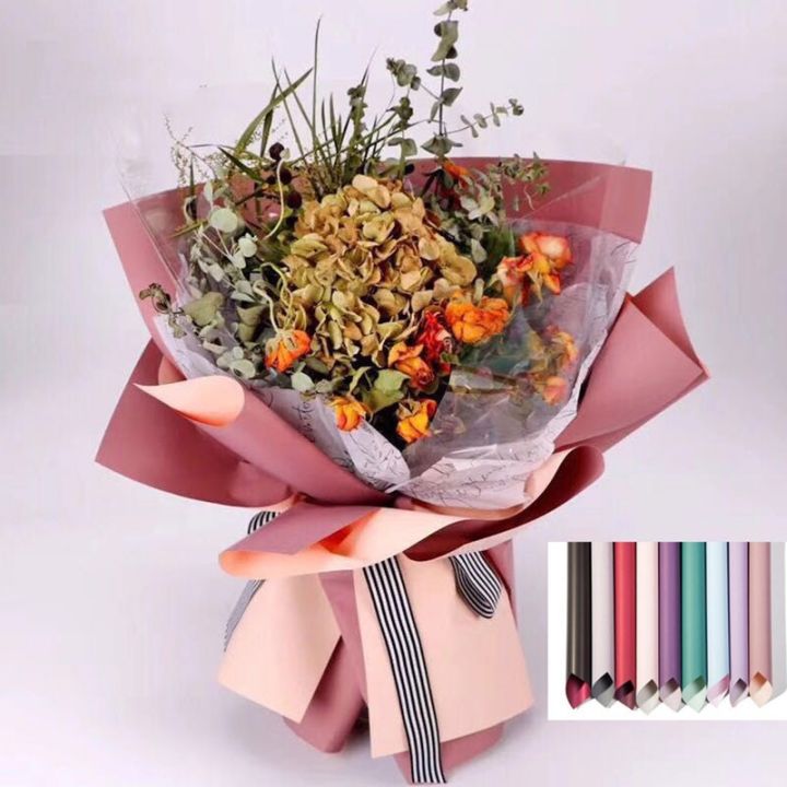 บรรจุภัณฑ์กระดาษทูโทน20ชิ้น-เซ็ต40-45ซม-บรรจุภัณฑ์กระดาษงานฝีมือห่อของขวัญอุปกรณ์จัดดอกไม้กระดาษห่อช่อดอกไม้