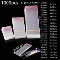 1000pcs Transparent OPP Ziplock Plastic Bag Jewelry Gift Gift Box Packaging Self-adhesive Biscuit Candy Packaging Cellophane Bag Storage Boxes