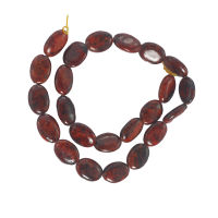 เซซี บอน ลูกปัดหินแท้รูปทรงไข่แบนรีคอนจาสเปอร์สีแดง (Recon Red Jasper) Flat Oval 13x18