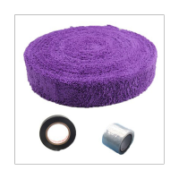 Badminton Grip with Seal Tape Base Film Microfiber Badminton Towel Hand Gel Tennis Racket Sweat Band 10M Purple