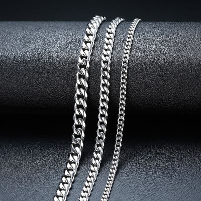 【CW】Modyle Men Simple Stainless Steel Cuban Link Chain Necklaces for Male Jewelry Solid Gold Color Gifts Miami Curb ChaiN