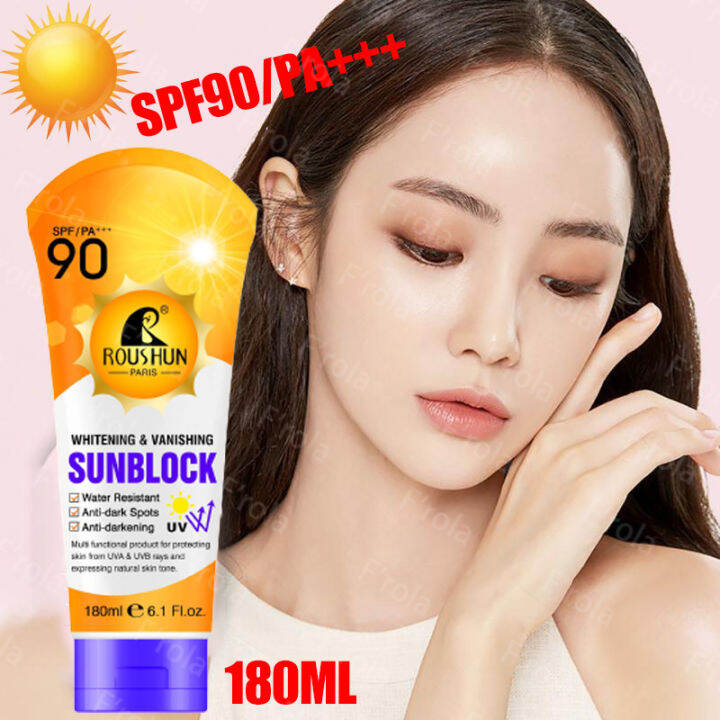 Original Roushun Whitening Sunscreenspf90 Pa180ml Sunblock For Face And Body For Swimming 3169