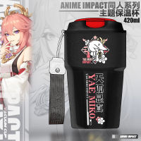 420ml Anime Game Genshin Impact Nahida Hu Tao Paimon Yae Miko Tartaglia Stainless Steel Vacuum Flask Cup Anime Thermos Bottle