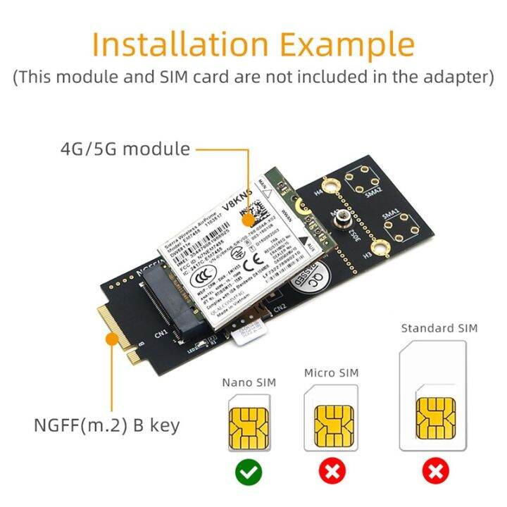 M Ngff Key B Adapter With Sim Slot For G G G Module Supports Nano Sim Card And