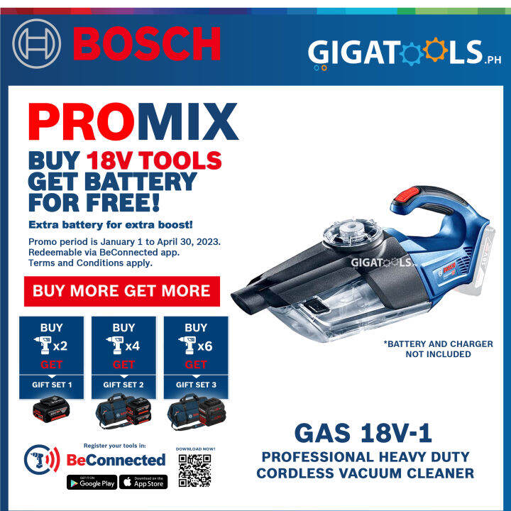 Bosch GAS 18V1 Professional Heavy Duty Cordless Vacuum Cleaner 18V