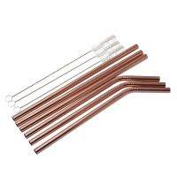 Wowshine Free Shipping Rosegold/Copper Drinking Straw 6pcs+3 Brushs FDA/LFGB Certificate Specialty Glassware