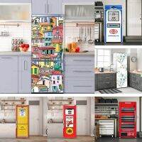 Anime Style Refrigerator Sticker Colorful Village PaintingRefrigerator Decoration Beautification Self-adhesive Waterproof Poster Wall Stickers Decals