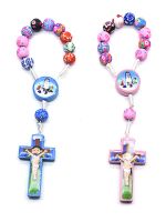 Colorful Polymer Clay Beads Cartoon Children 39;s Cross Rosary Bracelet Catholic Holy Christ Jewelry