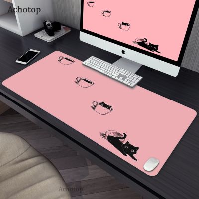 【ขาย】สีชมพูแมวขนาดใหญ่ M Ousepad เล่นเกมน่ารัก XXXL ศิลปะแผ่นรองเมาส์พีซี Gamer จ้าเกมโต๊ะคอมพิวเตอร์ M Ousepad แป้นพิมพ์ขนาดใหญ่ Kawaii สีดำเสื่อ