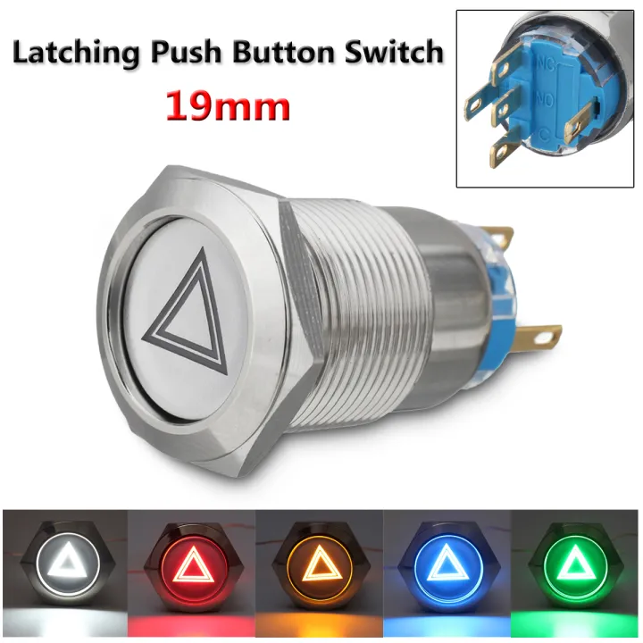 19mm 12v Led Car Push Button On Off Hazard Warning Light Switch For Car