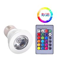 【❐】 chengyuanshop mall หลอดไฟ LED RGB 3W ไฟฉุกเฉินสปอตไลท์ IP44 RGB กันน้ำ AC85-265V 1ชิ้นพร้อมรีโมทคอนโทรล