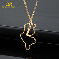 Tunisia Map Necklace With Initial Letter Pendant Arabic Chain Tunisia Maps Gold Stainless Steel Jewelry For Women Men Charm Gift