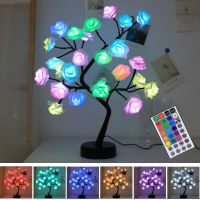 ∋☼ Rose Flower Tree Lights USB Table Lamp Fairy Mothers Day Night Light Home Party Christmas Wedding Bedroom Decoration Gift