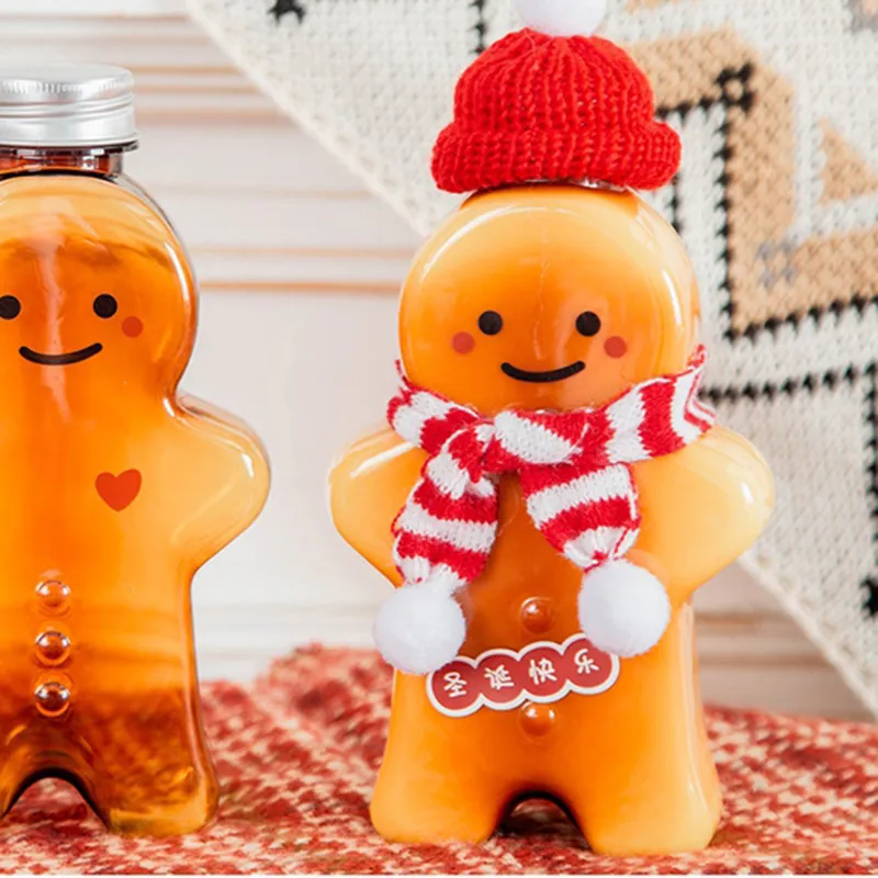 Christmas Bottles Xmas Gingerbread Man Bottles Candy Jars Juice