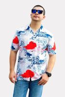 CHALEE Hawaiian shirt เสื้อฮาวายภูเขา สีขาว ลำลอง