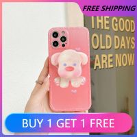 ▦ Cartoon 3D Cute Pet Dog Bracket Phone Case For Iphone 12 Max 11 Pro 7 8 Plus X XS XR Candy Love Heart Back Cover Girl Gift