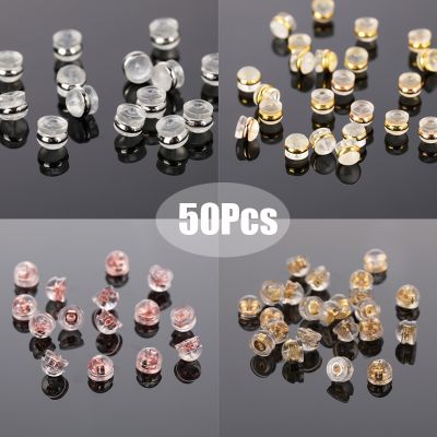 【CW】◊  50Pcs Soft Silicone Rubber Ear Back Stoppers Coated Hamburger Plugs for Jewelry Making Earring Accessories