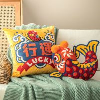 DUNXDECO Cushion Cover Decorative Pillow Joy Chinese Traditional Fish Embroidery Cushion Cover Sofa Chair Bedding Coussin