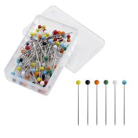 ✴◐◆ 50/100 pcs Colorful Round Glass Head Pins Stitch Straight Push Positioning Needles Sewing Accessoires for Dressmaking DIY Tools