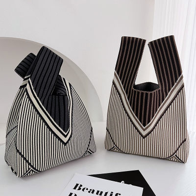Bucket Tote Bag Fine Texture Soft Shine Hand Knit Bag Soft And Shaped Leisure Fashion