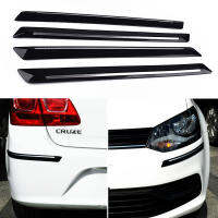 【CW】44.7 X 3.1CM 4pcs Car Bumper Protector Silane Guard Strip Chrome Sticker Front Rear Bumper Protector Rubber Black Universal