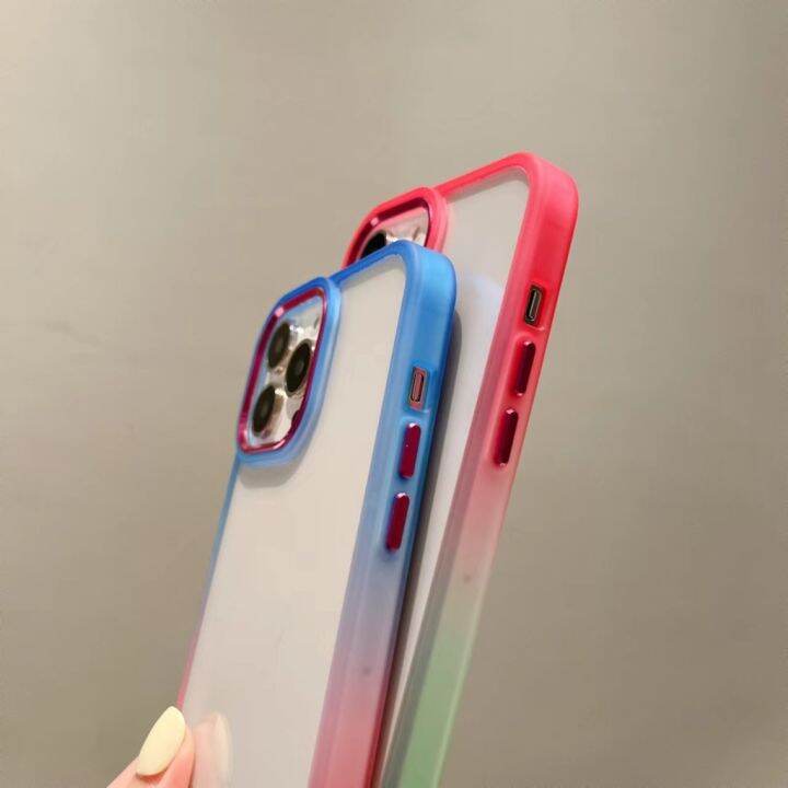 เคสหลังใสขอบสีทูโทน-สำหรับiphone-14-pro-max-13-pro-max-12-12pro-max-11-11promax-7-8-se2-se3-7-8-x-xs-xr-xsmax