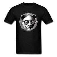 Vegan Pondering Panda Classic Normal Top T-shirts Pure Cotton Crewneck Men Tops Shirt Summer Autumn Camisetas Homber  T8NF