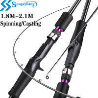 Joran Pancing Cetak ปั่น1.8M/ 2.1M 5-10 LB คันเบ็ดสปินนิ่ง2ส่วน EVA Joran Pancing Cetak คาร์บอนแบบเบามากสูงสำหรับน้ำเค็มและเรือประมงน้ำจืด