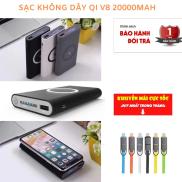 Pin Sạc Dự Phòng Không Dây Qi 20000mah Power, cuc sac du phong chuẩn QI