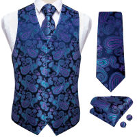 Mens Waistcoat Formal Business Dress Vest Neck Tie Set Casual Slim Fit Vests For Men 100 Silk Men Suit Vest Gilet DiBanGu