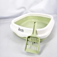 กะบะทรายแมว กระบะทรายแมว ห้องน้ำแมว (1อัน) size 40x48x15cm. cat litter box