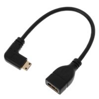 90องศา Mini USB HDMI ชายที่ HDMI ตัวเมียสายเคเบิล21ซม.