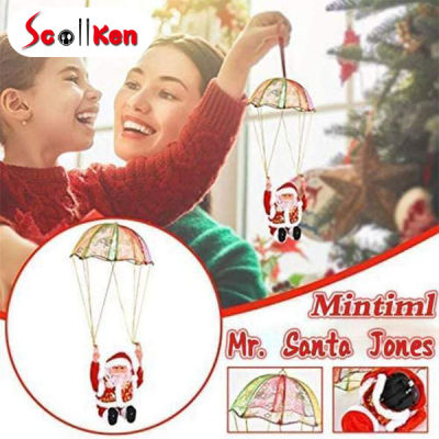 ScottK ร้องเพลงและเต้นซานตาคลอสร่มชูชีพคริสต์มาสซานตาคลอสของเล่นแบบแขวนในร่มสำหรับตกแต่งเตาผิงต้นคริสต์มาส