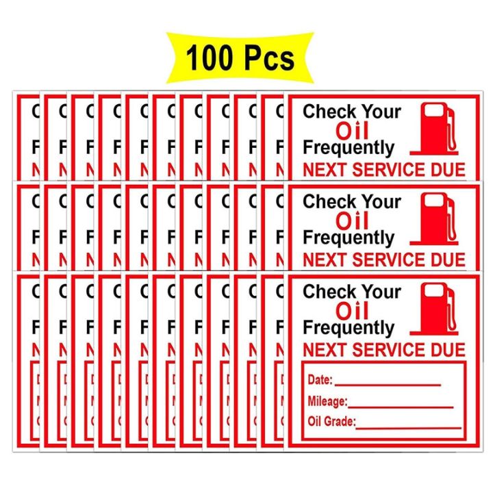 สติกเกอร์เปลี่ยนน้ำมัน2-x-1-8-สติกเกอร์เตือนบริการเปลี่ยนน้ำมันแพ็ค100-ฉลากกาวเปลี่ยนน้ำมันสีแดง