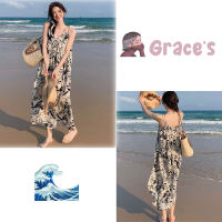 ⭐Grace‘s⭐ ?ระงับขนาดเล็ก?  กระโปรงยาว มีสไตล์และสวยงามเนื้อผ้านุ่ม หน้าร้อนการจัดส่งในพื้นที่