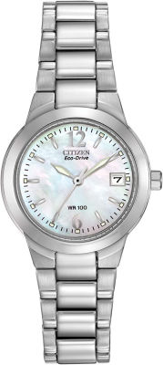 Citizen Eco-Drive Chandler Womens Watch, Stainless Steel, Casual Silver Bracelet, White Dial