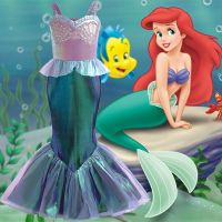 2023 New Mermaid Ariel Princess Dress For Girls Cosplay Mermaid Tail Costume Children Carnival Birthday Halloween Party Clothes