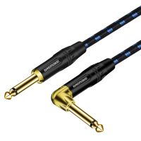 DREMAKE Guitar Cable - 1/4 Inch Straight to Right Angle Instrument Cable - Professional Electric Guitar Cord and Amp Cable