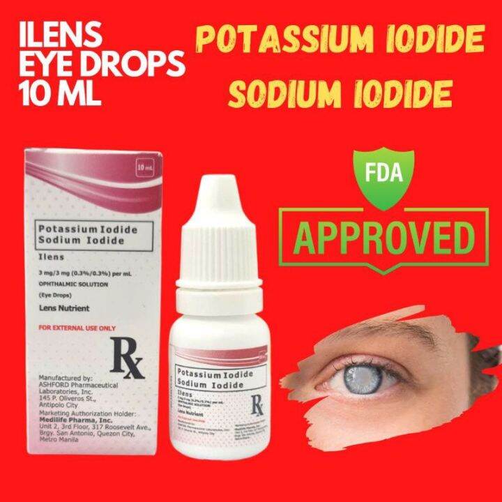 Authentic ILENS Eye Care Drops Potassium Iodide + Sodium Iōdíde 10ML for Eye Opacity FDA