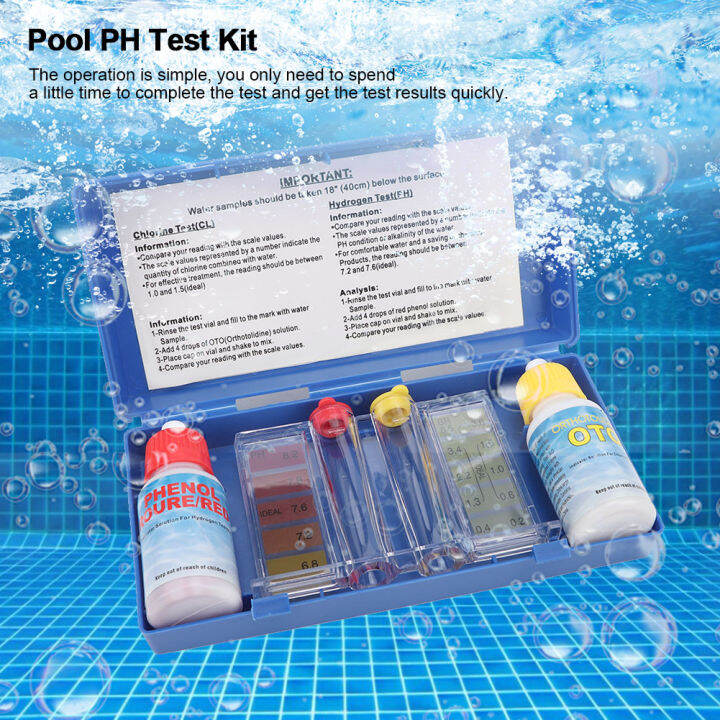 PH Chlorine Testing Kit Water Quality Test Box Accessories for Swimming