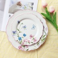 MIDOSHARK Butterfly And Flower Ceramic Dinner Plate  Dinner Set Plates And Dishes