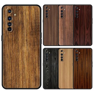 Carved Wood For Realme 8 7 6 Pro C21 C3 C11 Black Phone Case Oppo A53 A52 A9 A54 A15 A95 Reno7 SE Reno6 Pro 5G Z Soft TPU Cover Electrical Connectors